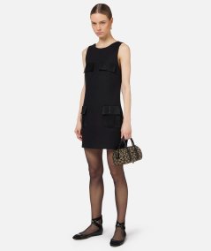 Boxy crêpe minidress with pockets