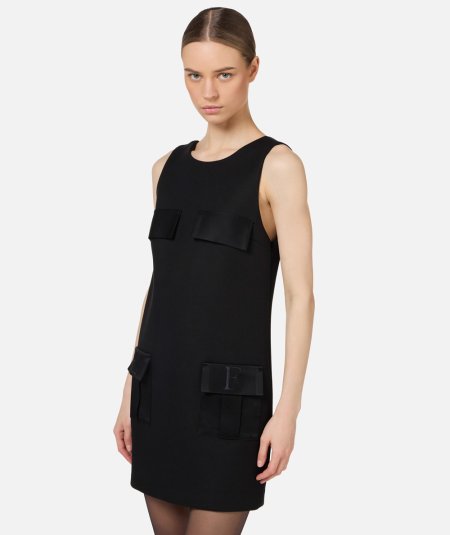 Boxy crêpe minidress with pockets