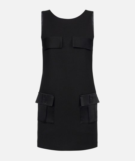 Boxy crêpe minidress with pockets