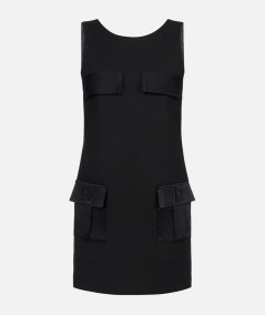 Boxy crêpe minidress with pockets