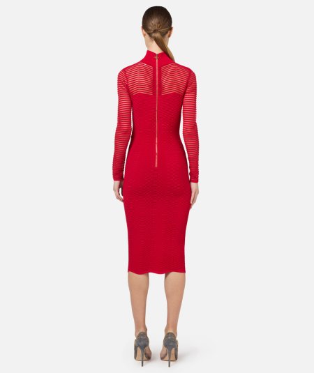 Midi dress in chevron pattern viscose