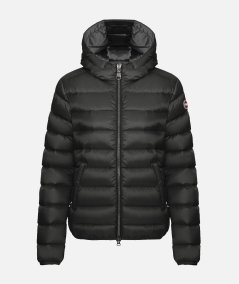 Short down jacket with fixed hood