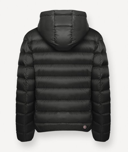 Short down jacket with fixed hood
