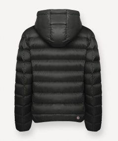 Short down jacket with fixed hood