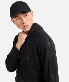 Sweatshirt with hood and interlock zip