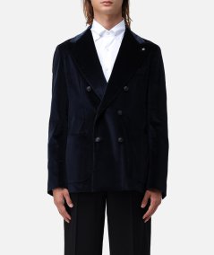 Double-breasted velvet jacket
