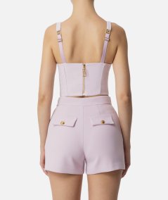Crêpe top with contrasting piping