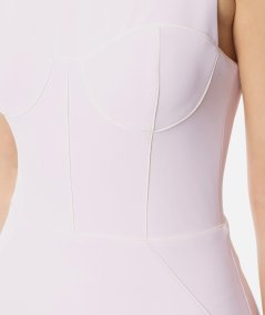 Crêpe sheath dress with contrasting piping