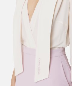 Georgette and crepe dress with piping