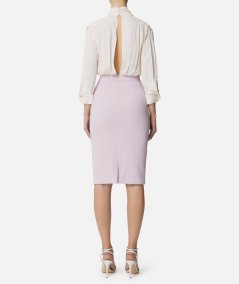 Georgette and crepe dress with piping