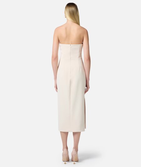 Flowing crepe sheath dress with macro bow