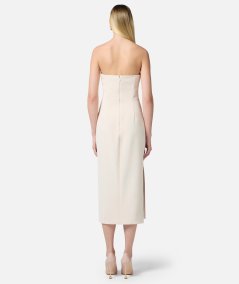Flowing crepe sheath dress with macro bow