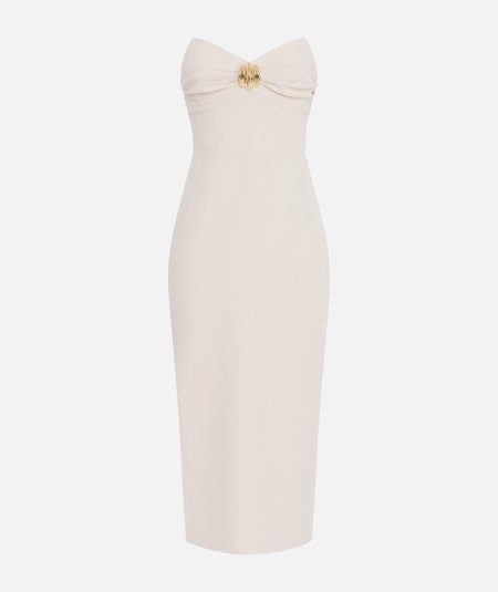 Flowing crepe sheath dress with macro bow