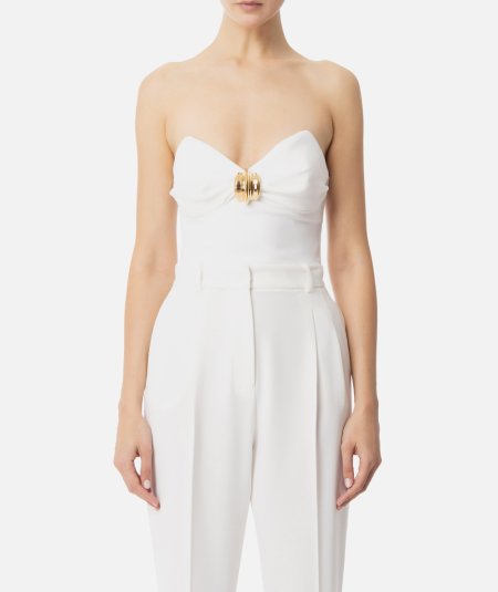 Flowing crepe top with jewel decoration - Duepistudio ***** Abbigliamento, Accessori e Calzature | Uomo - Donna