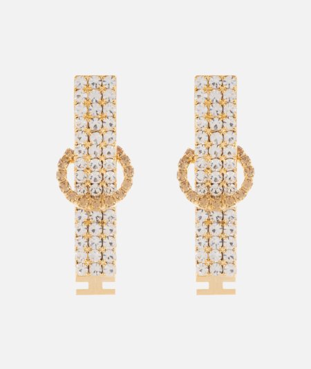 Orecchini in ottone con strass e logo - Duepistudio ***** Abbigliamento, Accessori e Calzature | Uomo - Donna