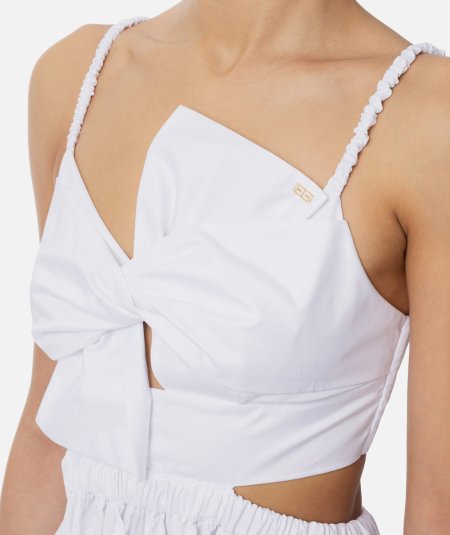 Cotton poplin dress with bow