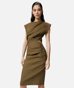 Sleeveless linen dress with buttons