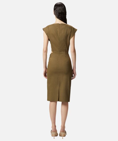 Sleeveless linen dress with buttons