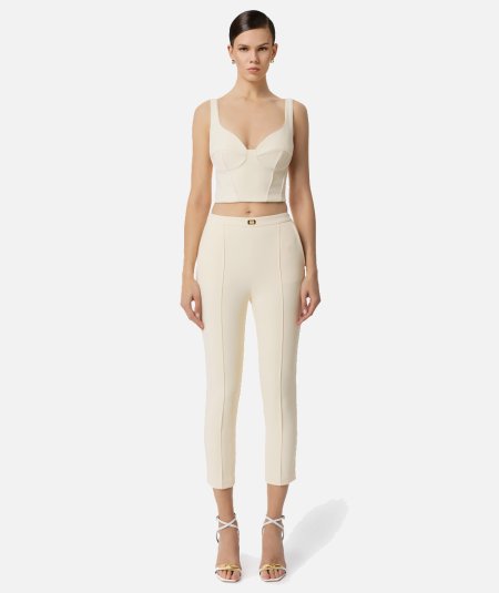Crêpe top with contrasting piping - Duepistudio ***** Abbigliamento, Accessori e Calzature | Uomo - Donna