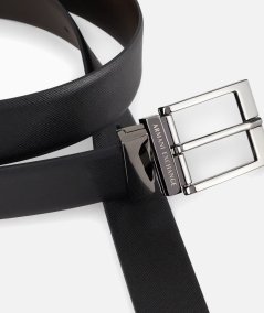 Reversible genuine leather belt