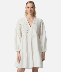 Mini dress with openwork design and crystals