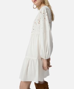 Mini dress with openwork design and crystals