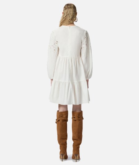 Mini dress with openwork design and crystals