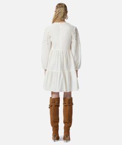 Mini dress with openwork design and crystals