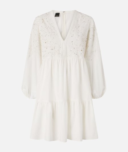 Mini dress with openwork design and crystals