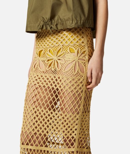 Long skirt with crochet effect and fantasy