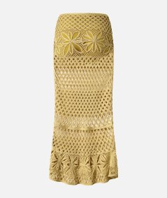 Long skirt with crochet effect and fantasy