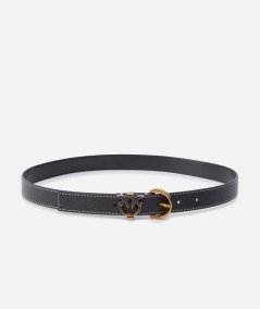 Love Birds detail tumbled leather belt 2.5 cm