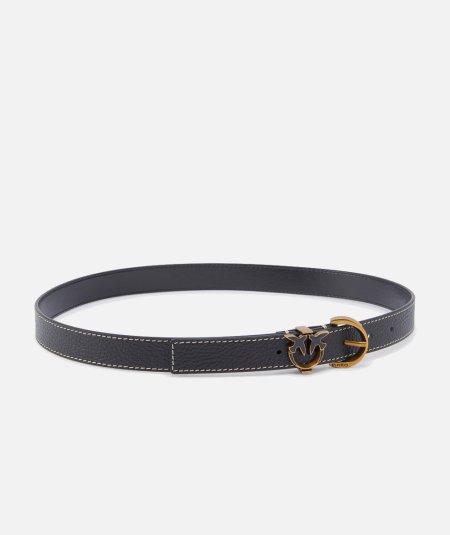 Love Birds detail tumbled leather belt 2.5 cm