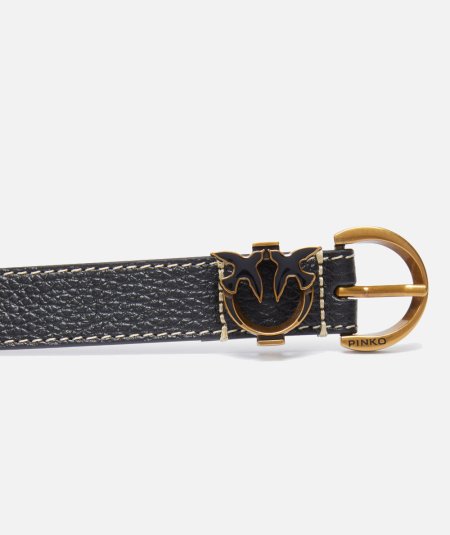 Love Birds detail tumbled leather belt 2.5 cm