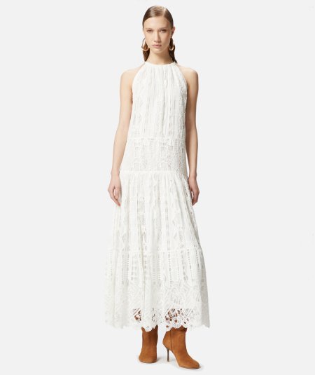 Sangallo and macramé midi dress