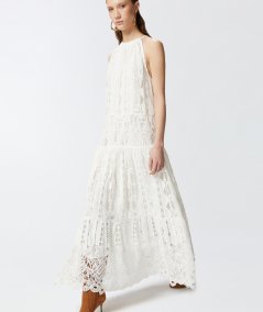 Sangallo and macramé midi dress