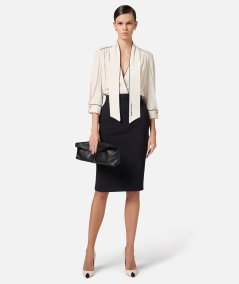 Georgette and crepe dress with piping