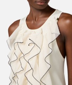 Knit dress with ruffles and flounces