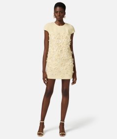 Tweed dress with floral embroidery