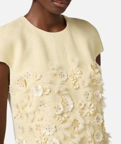 Tweed dress with floral embroidery