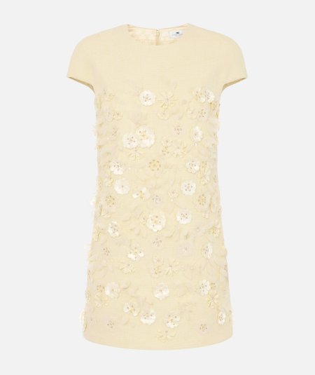 Tweed dress with floral embroidery