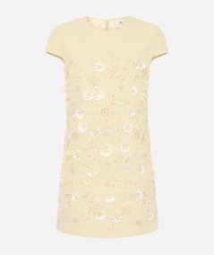 Tweed dress with floral embroidery