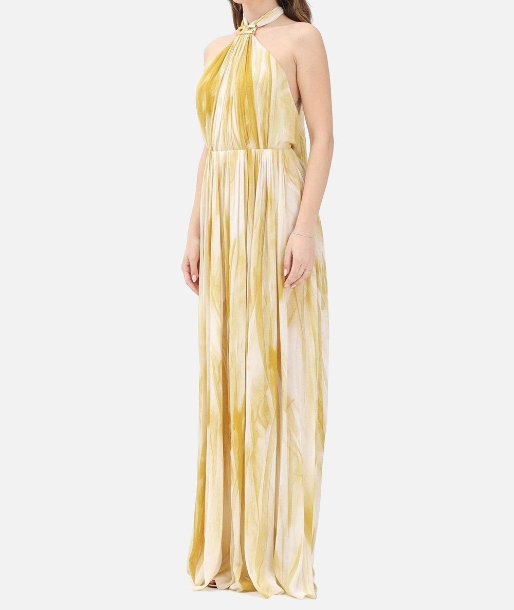 Red Carpet dress in viscose with tulle print