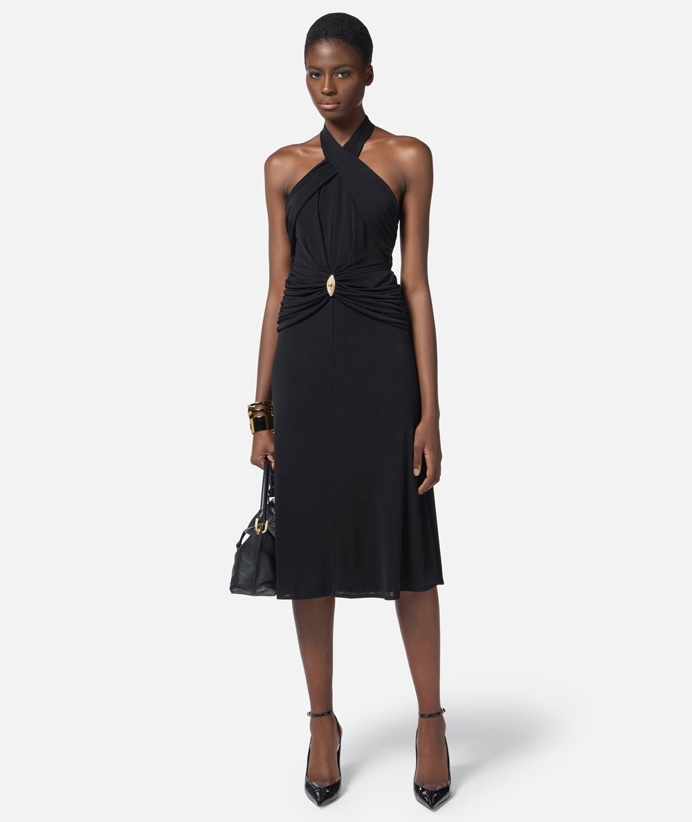 Lightweight jersey dress with crossover neckline