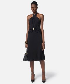 Lightweight jersey dress with crossover neckline