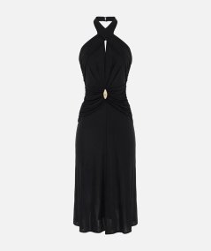 Lightweight jersey dress with crossover neckline