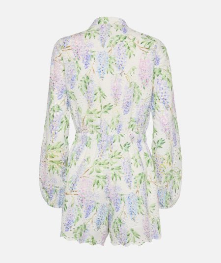 Julian Cotton Sangallo Lace Floral Print Short Jumpsuit