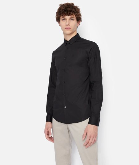 Stretch cotton shirt with tone-on-tone logo - Duepistudio ***** Abbigliamento, Accessori e Calzature | Uomo - Donna