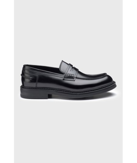 Black leather loafers