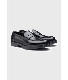 Black leather loafers